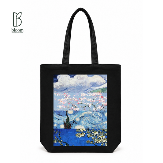 Van Gogh Blossom canvas tote bag - Regular Black | Bloom Bags BD