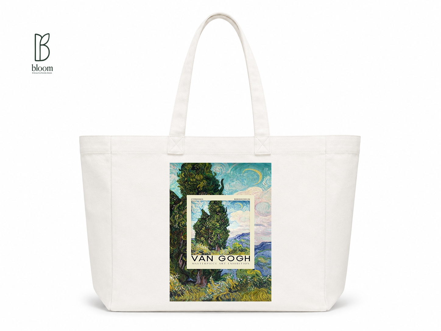 Van Gogh Cypresses canvas tote bag - Extended White | Bloom Bags BD