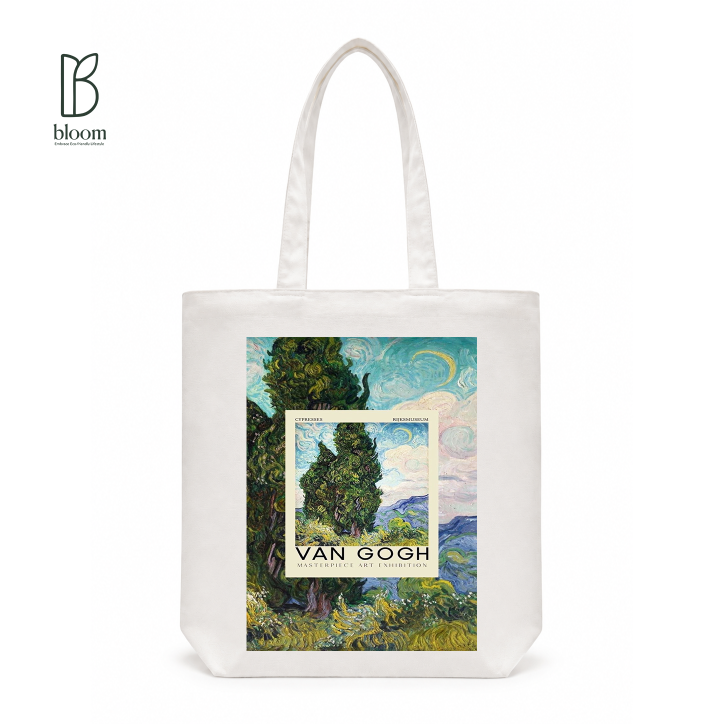 Van Gogh Cypresses canvas tote bag - Regular White | Bloom Bags BD