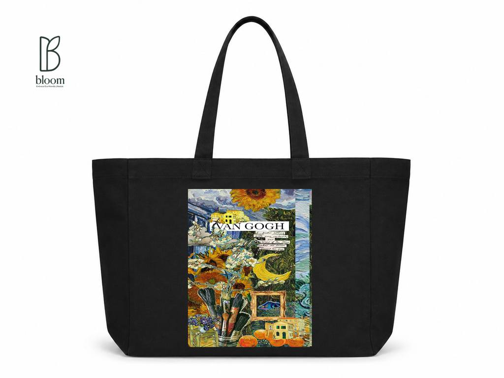Van Gogh Nightscape canvas tote bag - Extended Black | Bloom Bags BD
