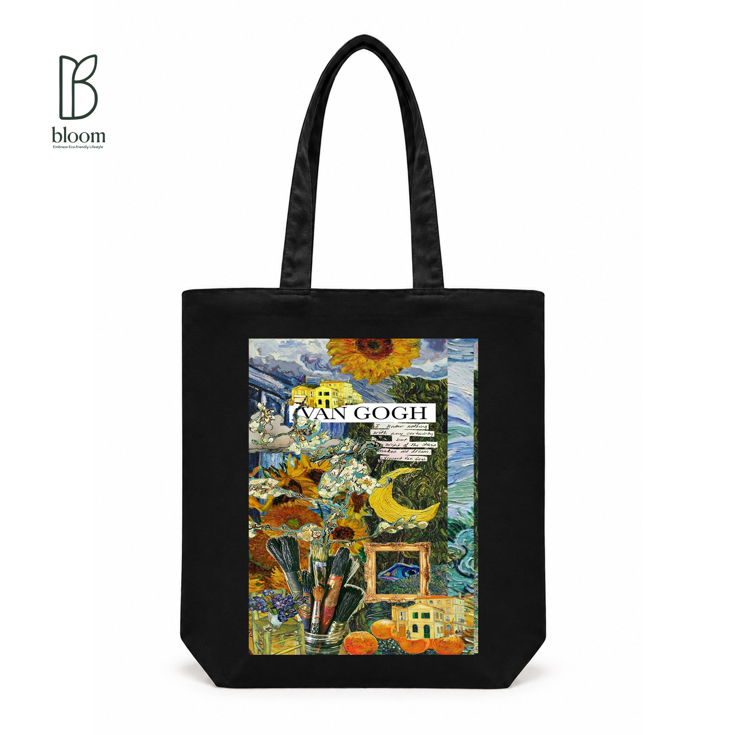 Van Gogh Nightscape canvas tote bag - Regular Black | Bloom Bags BD