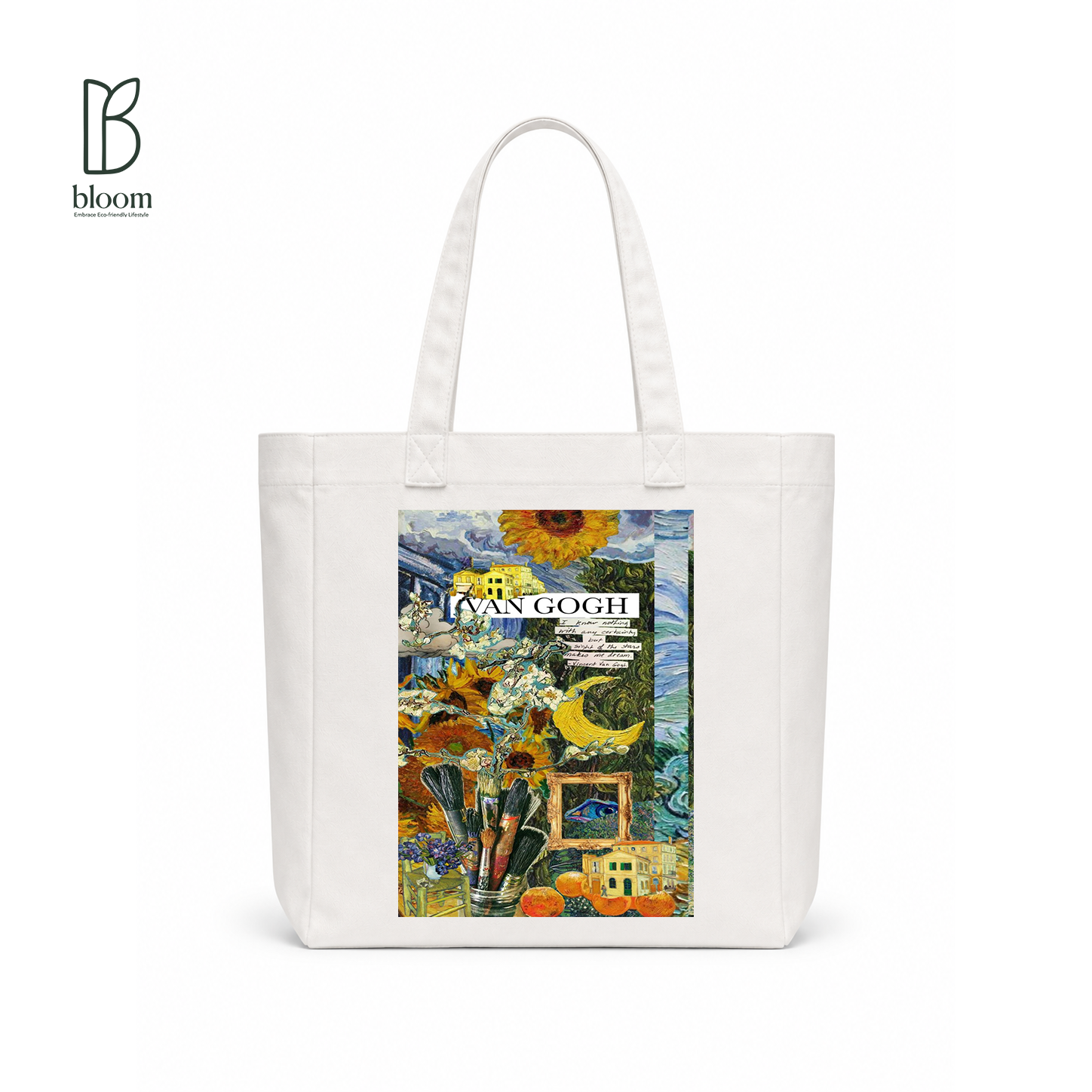 Van Gogh Nightscape canvas tote bag - Square White | Bloom Bags BD