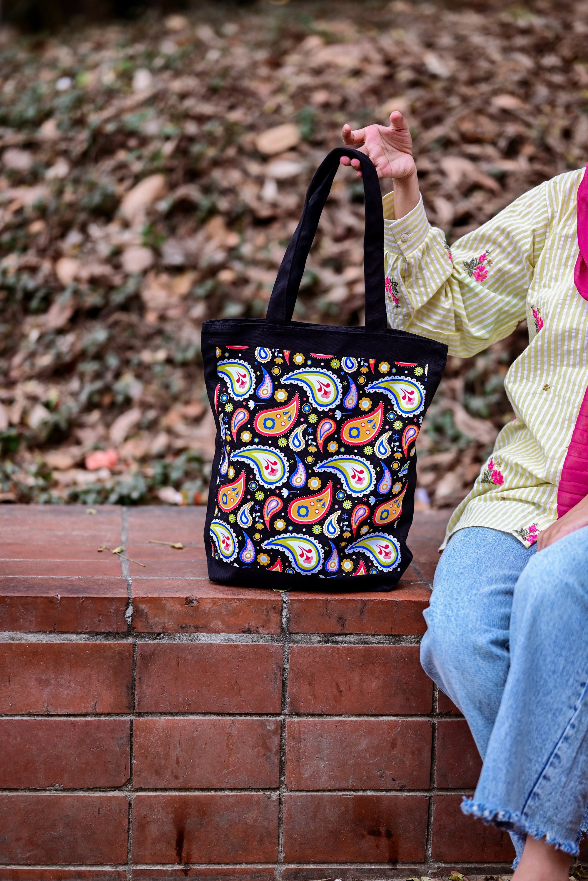 Vintage Paisley Bloom canvas tote bag - lifestyle photo (unconfirmed match) | Bloom Bags BD