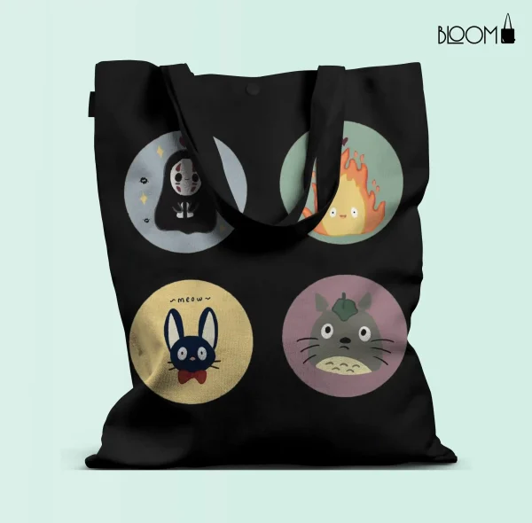 Ghibli Characters Round Black