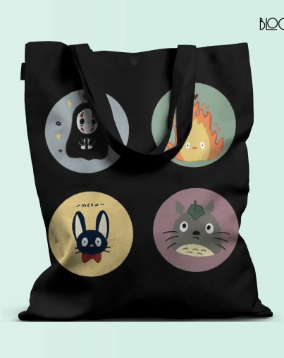 Ghibli Characters Round Black